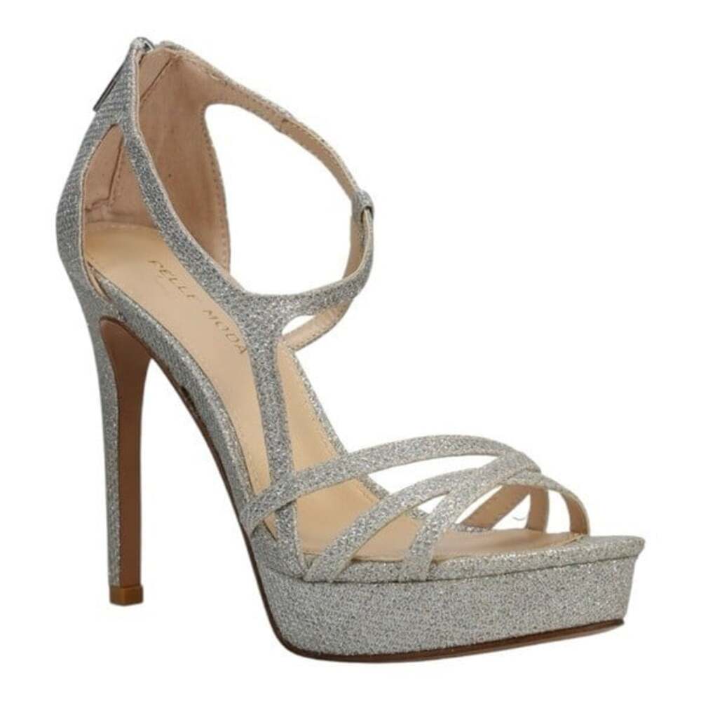 Pelle Moda Oneda Women's Silver Glitter Platform Heels Size 8